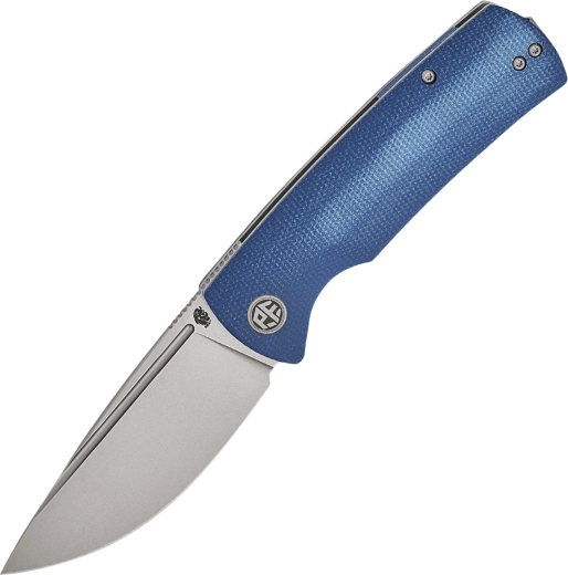 Zakmes Petrified Fish Beluga, blauwe Micarta, stonewash lemmet 9,2 cm