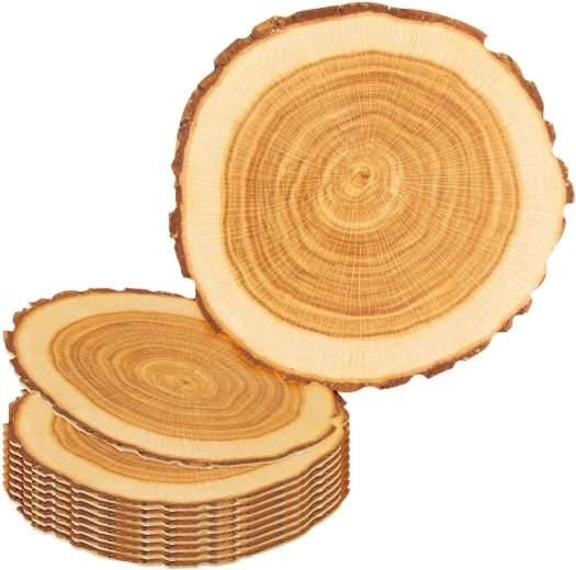 Set onderzetters 10 cm, 10 stuks – ecologische kartonnen onderleggers met houtdecor