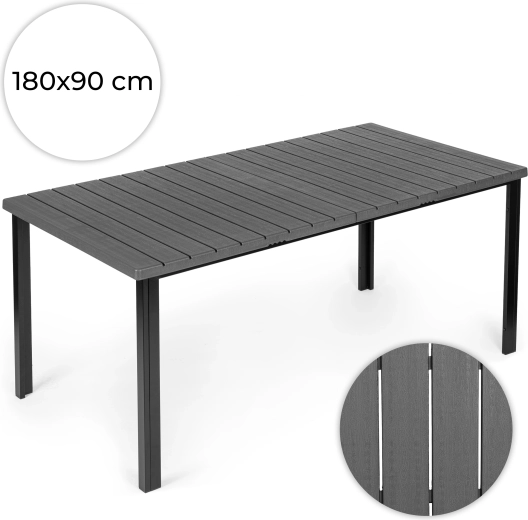 Tuintafel MultiGarden 180 × 90 cm, grijs tafelblad met houtlook