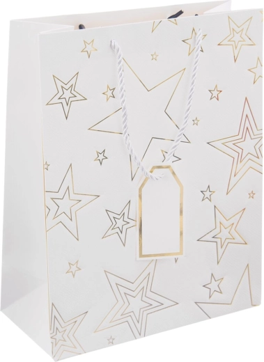 Papieren cadeauzakje met ster 26 × 12 × 32 cm – Wit