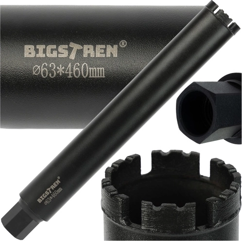 Diamanten kernboor 63 × 450 mm BIGSTREN, draad 1-1/4" UNC voor beton en steen