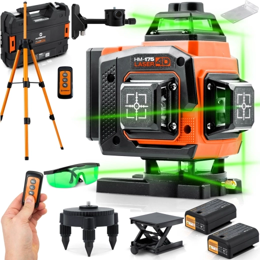 Humberg kruislijnlaser 4D met 16 lijnen met zelfnivellering, koffer en accessoires