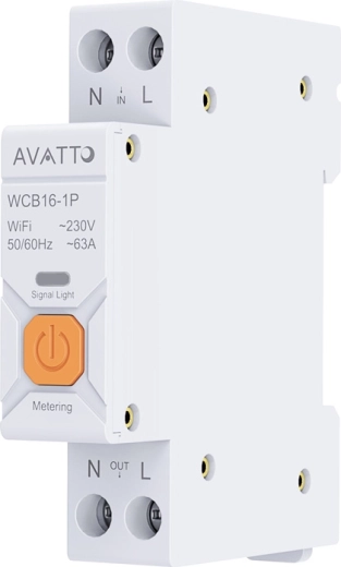 Slimme automaat met Wi‑Fi Avatto WCB16-1P met verbruiksmeting