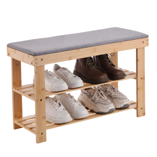 Bamboe bankje met schoenenrek 70 × 28 × 45 cm - 1 stuk