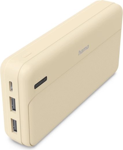 Powerbank 20.000 mAh met 2× USB-A, zandkleurig