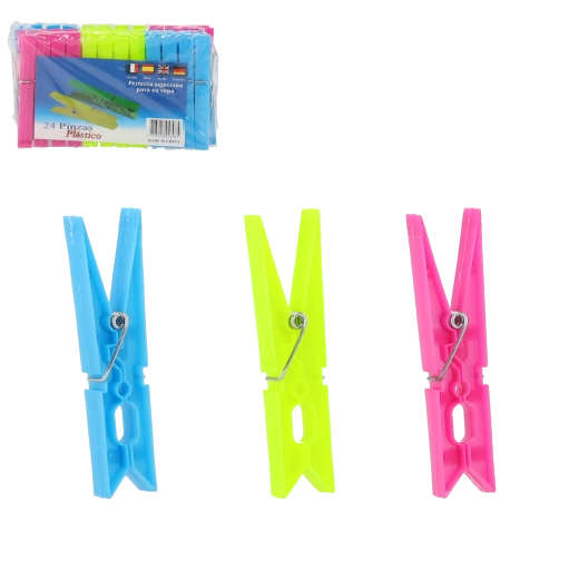 Kunststof wasknijpers, duurzaam met sterke veer – set van 24 stuks