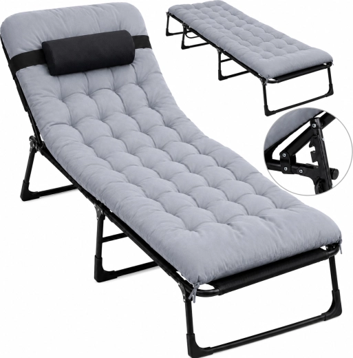 Opvouwbaar campingbed Premium 200 × 68 cm zwart-grijs