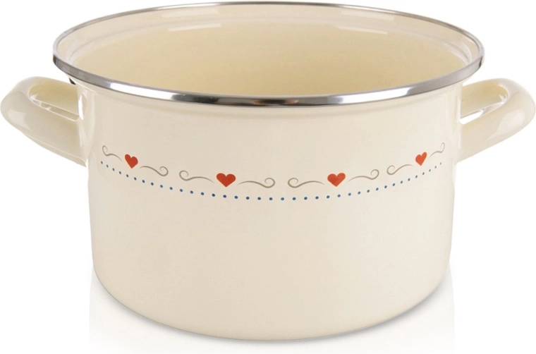 Crèmekleurige geëmailleerde pan TONCA 22 cm, 4 l