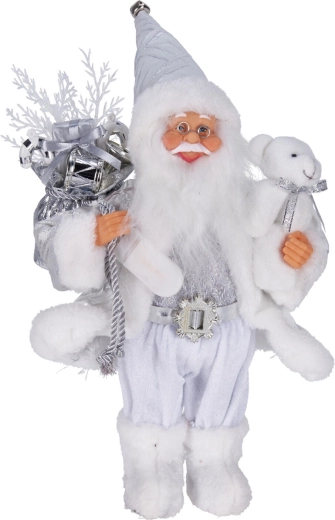 Staande kerstdecoratie Santa met ledverlichting, goudkleurig, 30 cm
