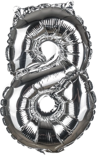 Folieballon cijfer 8, 30 cm – mix goud en zilver