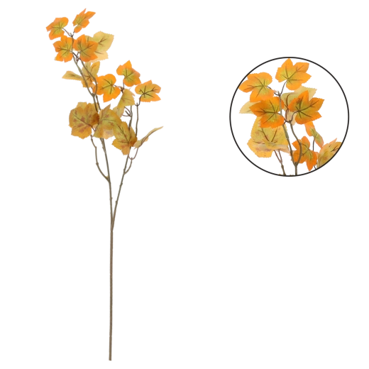 Kunstdecoratieve tak met herfstbladeren 65 cm geel