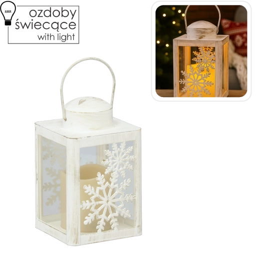 Kerstlantaarn met LED-kaars 10 × 10 × 17 cm - 1 stuk