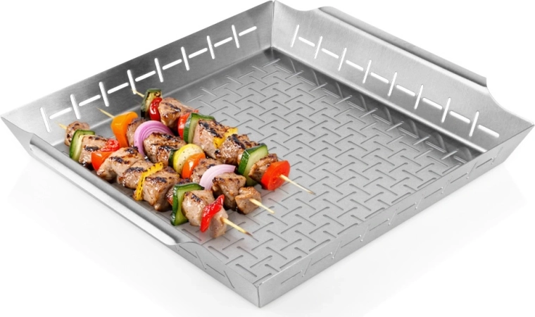 Vilde geperforeerde roestvrijstalen grillmand 39,5 x 35 x 6 cm