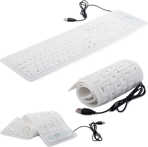 Witte siliconen flexibele USB-toetsenbord