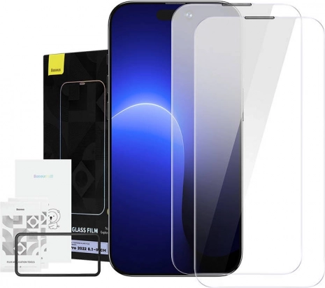 Baseus Crystal gehard glas stofbestendig 0,3 mm voor iPhone 14/13/13 Pro – Dubbelpak