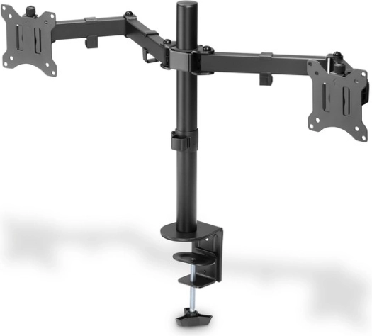 Dubbele bureausteun voor monitoren met klem 15"-32", zwart
