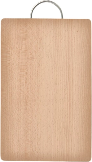 Houten snij- en serveerplank met metalen handgreep 30 × 19 cm