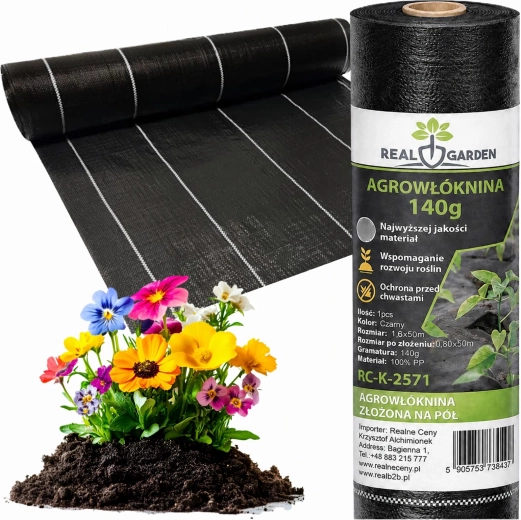 Zwarte UV-agrotextiel tegen onkruid 140 g/m² 1,6 × 50 m
