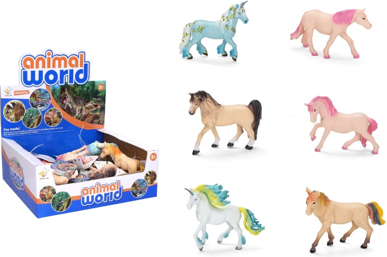 Paardenfiguur 13 cm - 1 stuk – Mix van kleurrijke paarden en eenhoorns