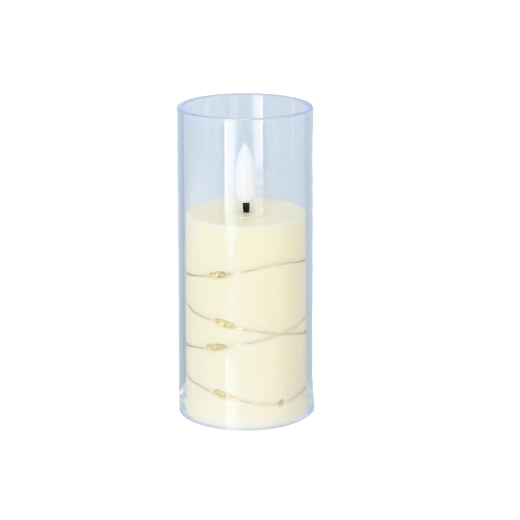 LED-kaars met melkachtige uitstraling in transparante cilinder 5,3 × 12,5 cm