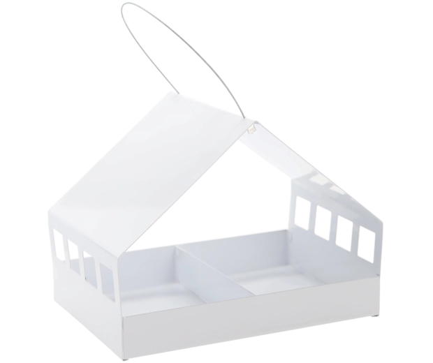 Hangende metalen vogelvoerhouder in de vorm van een huisje 33 × 23 × 25 cm