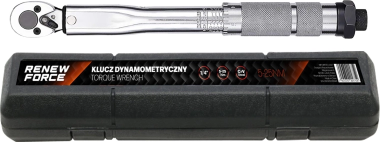 Momentsleutel Renew Force 1/4" 5–25 Nm met ratel en etui
