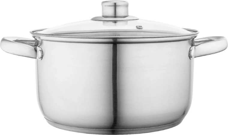 ALTOM DESIGN roestvrijstalen kookpan Fabio 22 cm, 4,7 l met glazen deksel