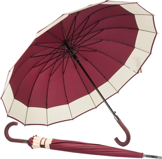 Elegante grote paraplu met antisliphandgreep, 16 ribben, rood