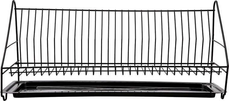 Afdruiprek voor servies 60 cm met lekbak zwart