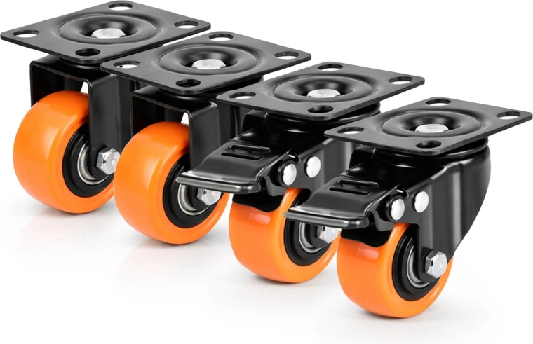 Draaibare transportwielen RENEW FORCE set van 4 stuks met rem (2+2)