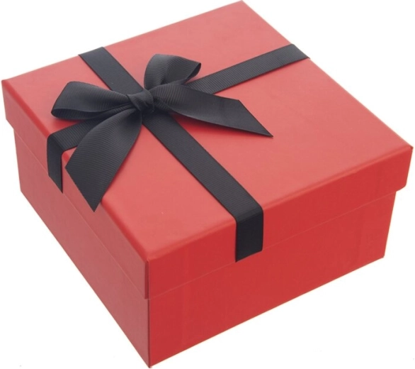 Rode papieren geschenkdoos 15,5 × 15,5 × 8 cm