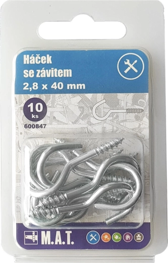 Haak met schroefdraad 20 × 2,3 mm, verzinkt (10 stuks)