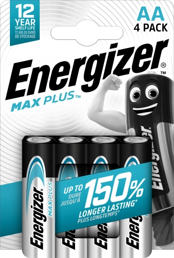 Energizer Max Plus AA-alkalinebatterijen - 4 stuks