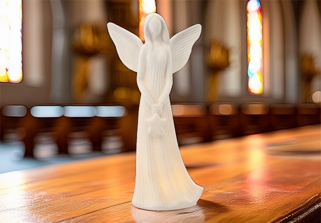 Ledfiguur van een engel met ster, 23,6 cm - 1 stuk