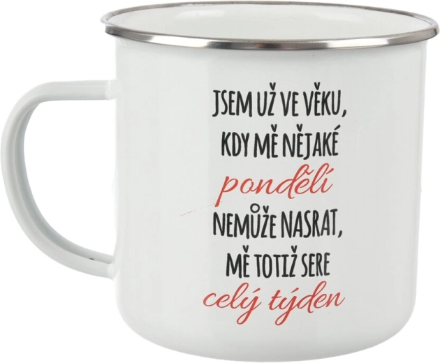 Geëmailleerde mok Maandag 500 ml wit