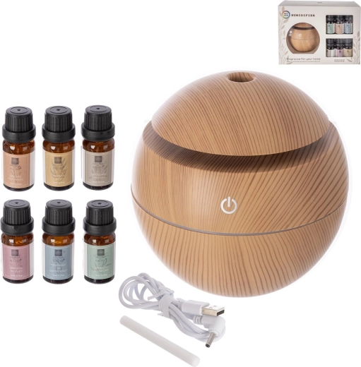 Elektrische aromadiffuser beige met USB-voeding + set van 6 geuren 10 ml