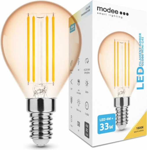 Modee dimbare LED-filamentlamp Amber Globe Mini G45 E14 4 W