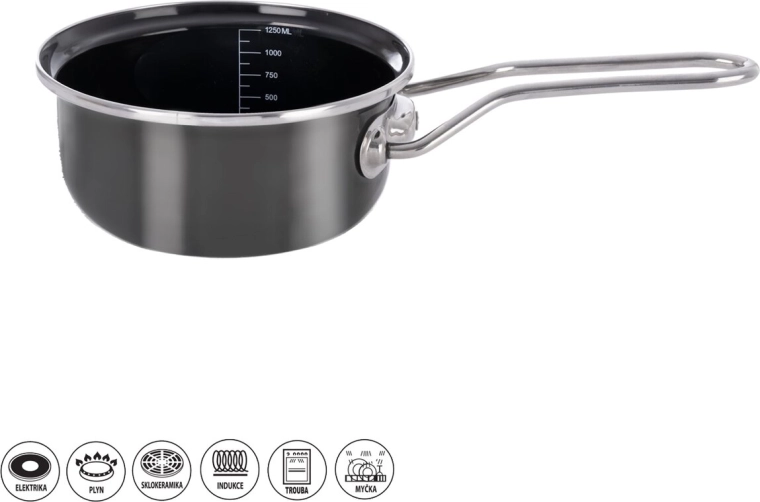 Geëmailleerde steelpan Orion Metalic 18 cm, 1,25 l