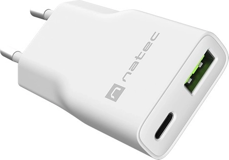 Natec Ribera GaN slim netlader 20 W USB-C + USB-A