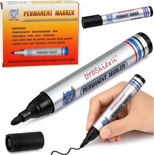 Permanente watervaste marker zwart met beitelpunt 13,5 cm - 1 stuk