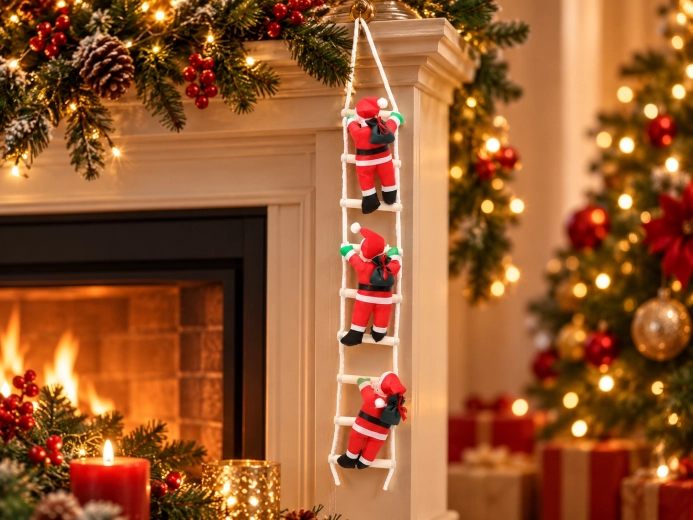 Speels motief met drie kerstmannen