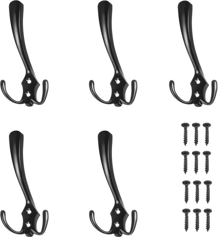 zwarte wandhaken - set van 5 stuks