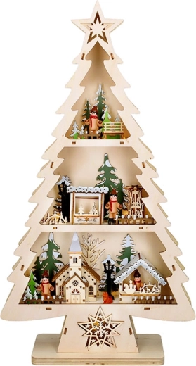Solight houten kerstboompje met LED-verlichting 53 cm