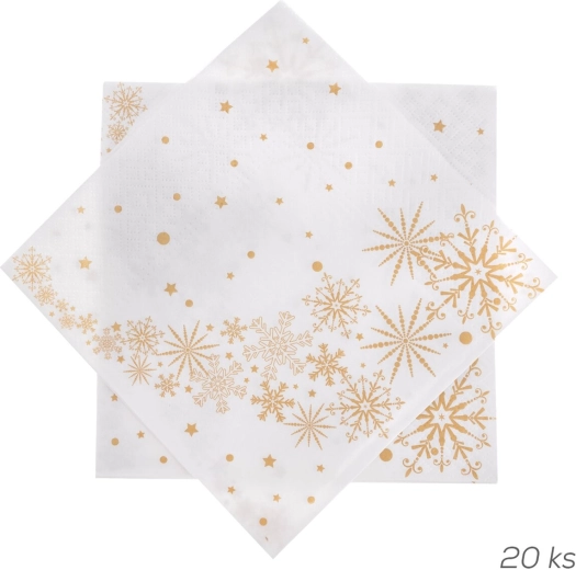 Papieren servetten met gouden sterren 33 × 33 cm, 20 stuks