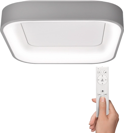 Solight led-plafondlamp Treviso vierkant 48 W grijs met afstandsbediening