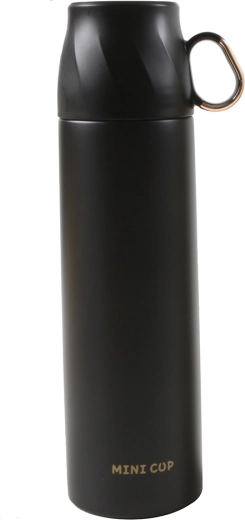 Altom Design thermos met deksel in de vorm van een kopje 500 ml zwart met gouden details