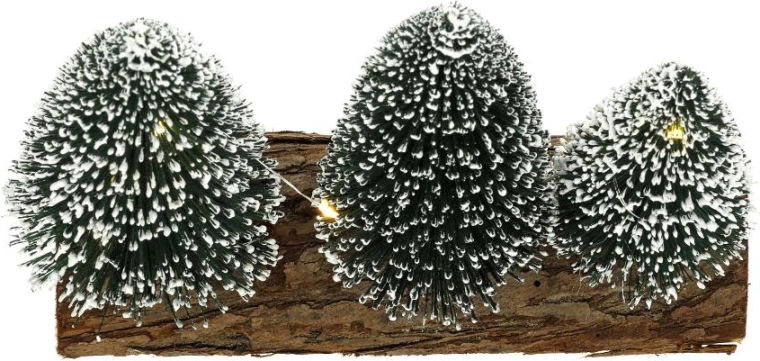 Winterse boompjes op natuurlijk hout