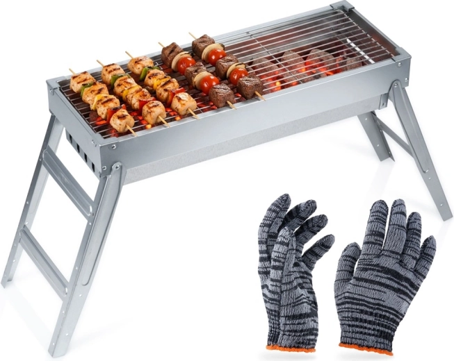Vilde inklapbare draagbare houtskoolbarbecue van roestvrij staal 73 × 21 × 37 cm