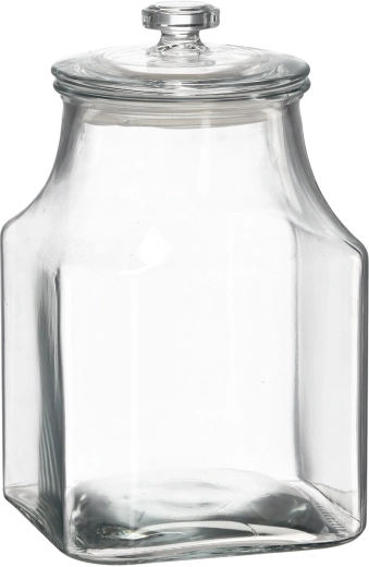 Vierkante glazen voorraadpot met deksel 3,3 l
