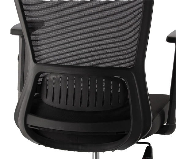 Ademende mesh rugleuning met ondersteuning voor de onderrug